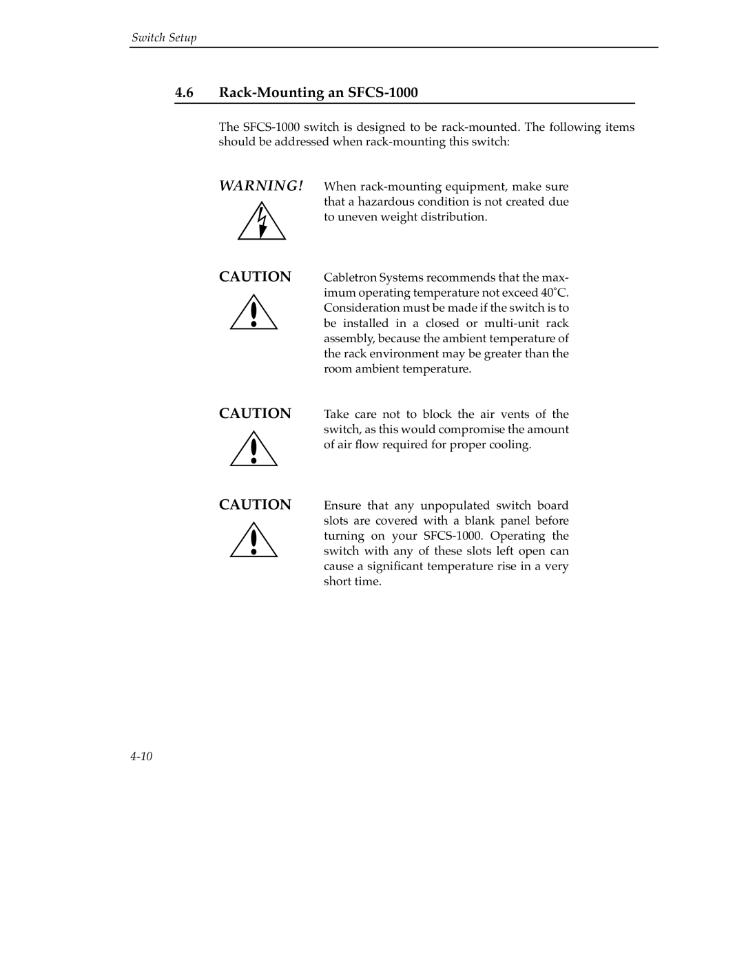 Cabletron Systems 9A000 manual Rack-Mounting an SFCS-1000 