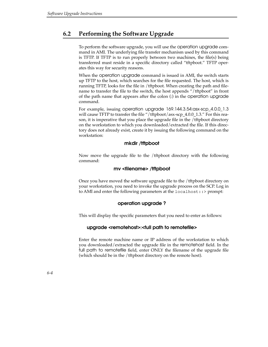 Cabletron Systems 9A000 manual Performing the Software Upgrade, Mv ﬁlename /tftpboot 