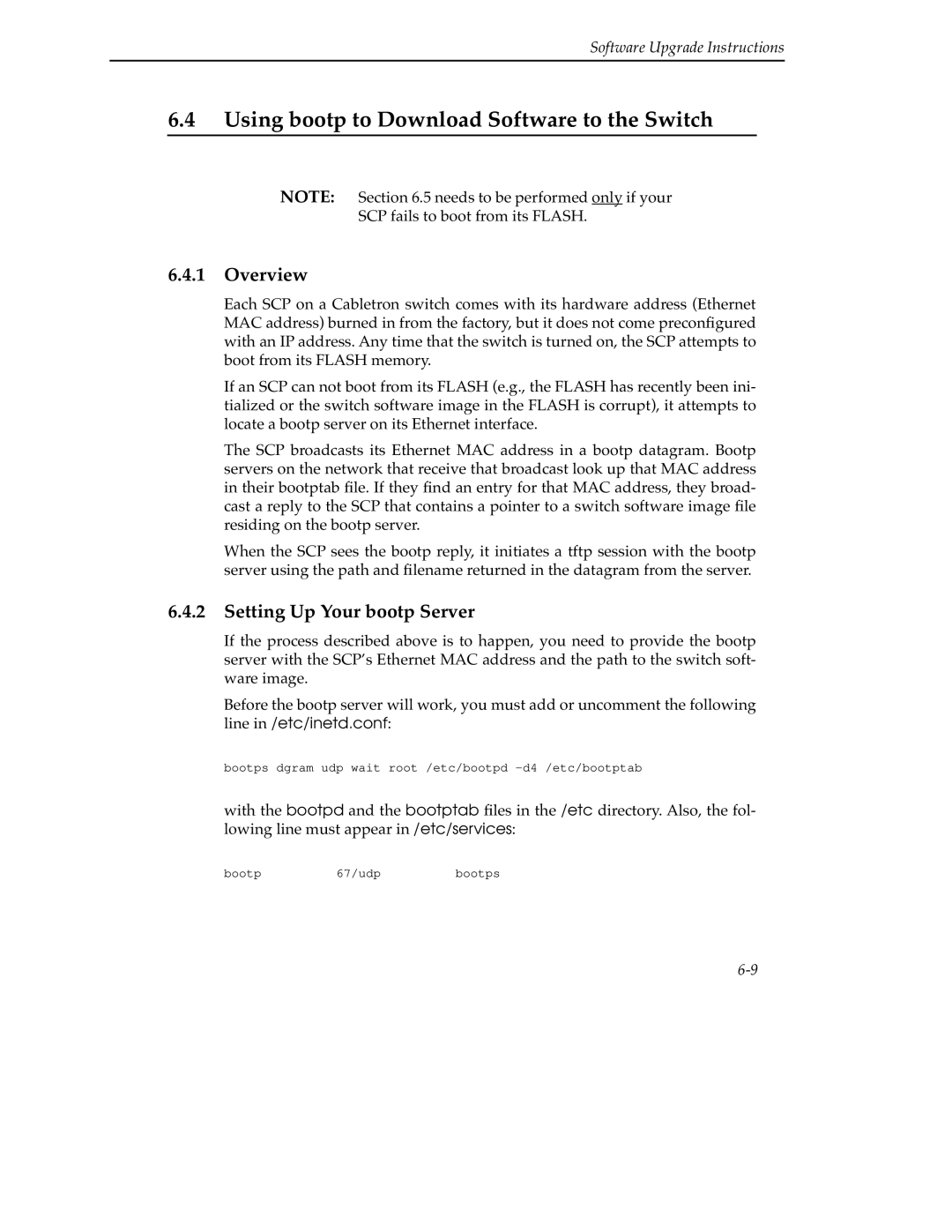 Cabletron Systems 9A000 manual Using bootp to Download Software to the Switch, Setting Up Your bootp Server 