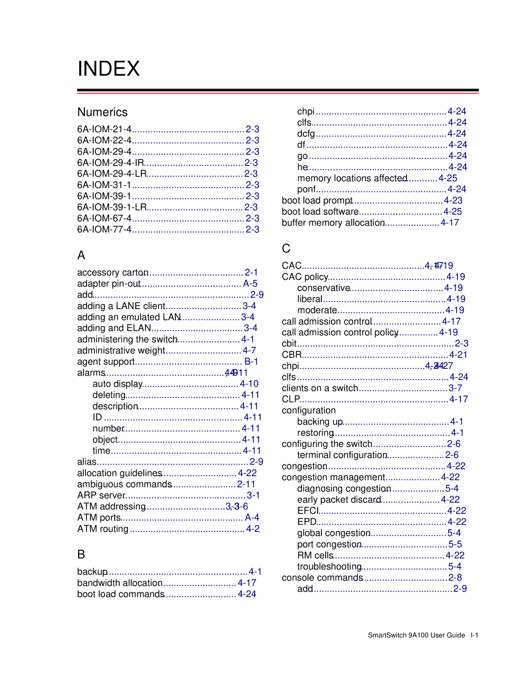 Cabletron Systems 9A100 manual Index, Numerics 