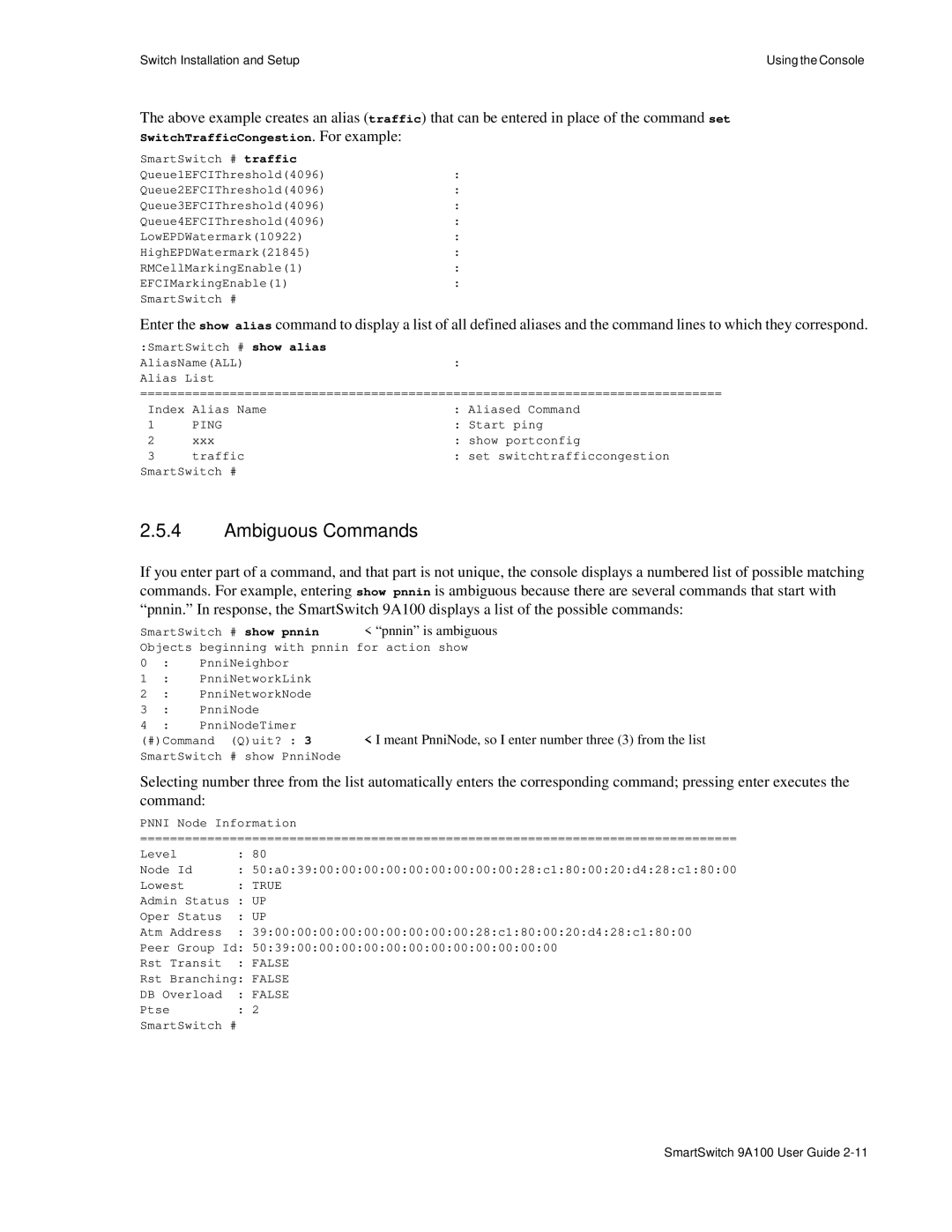 Cabletron Systems 9A100 manual Ambiguous Commands, SwitchTrafficCongestion. For example 