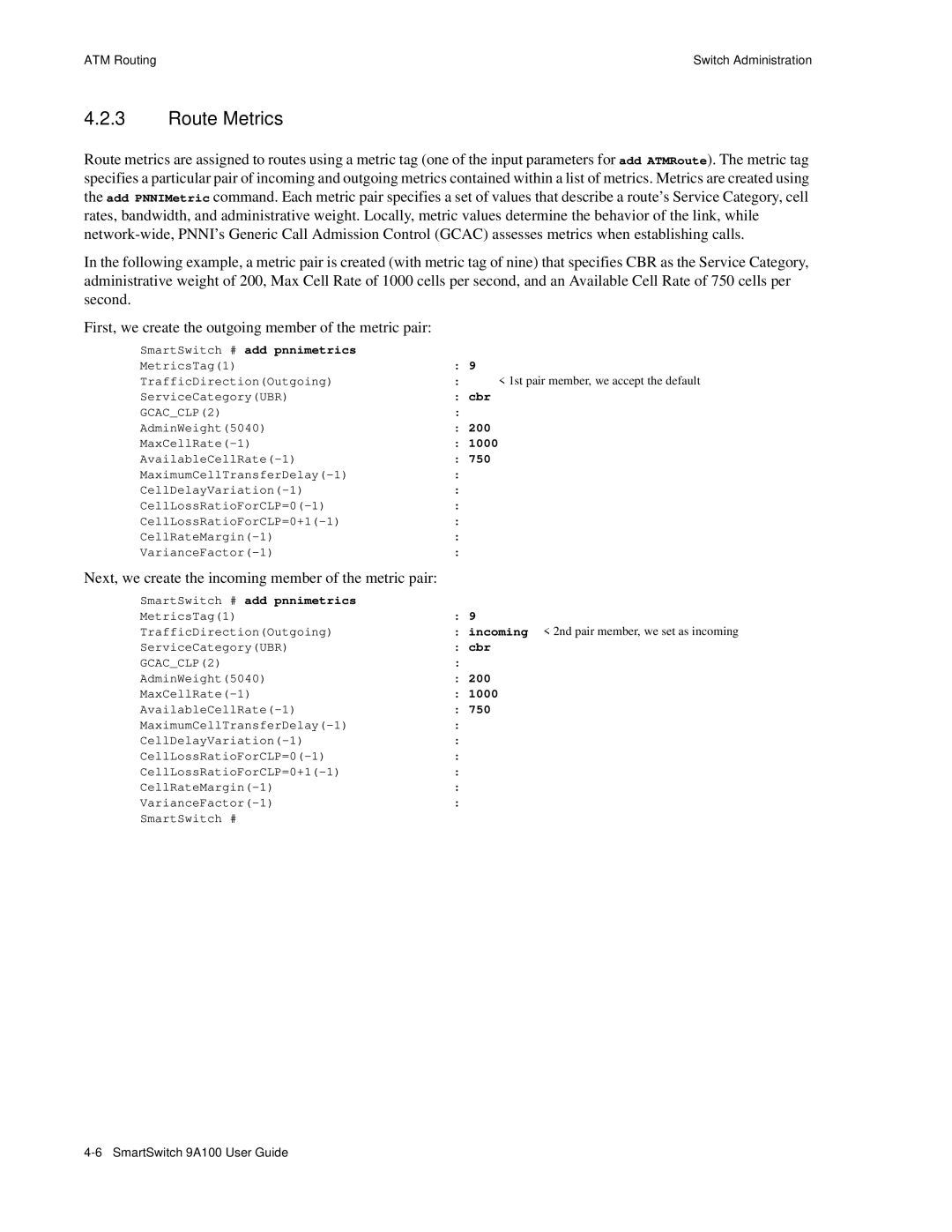 Cabletron Systems 9A100 manual Route Metrics 