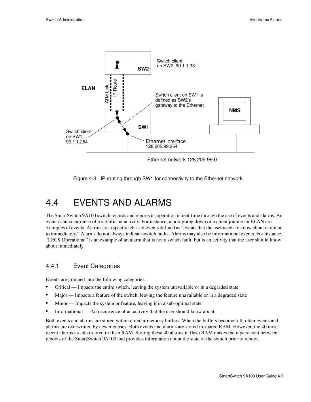 Cabletron Systems 9A100 manual Events and Alarms, Event Categories 