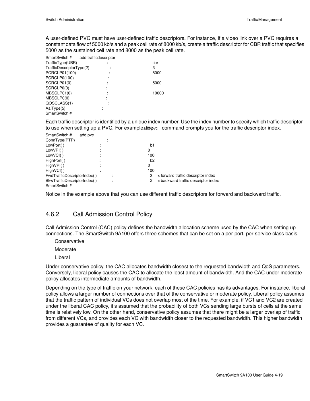 Cabletron Systems 9A100 manual Call Admission Control Policy, 8000, 5000 