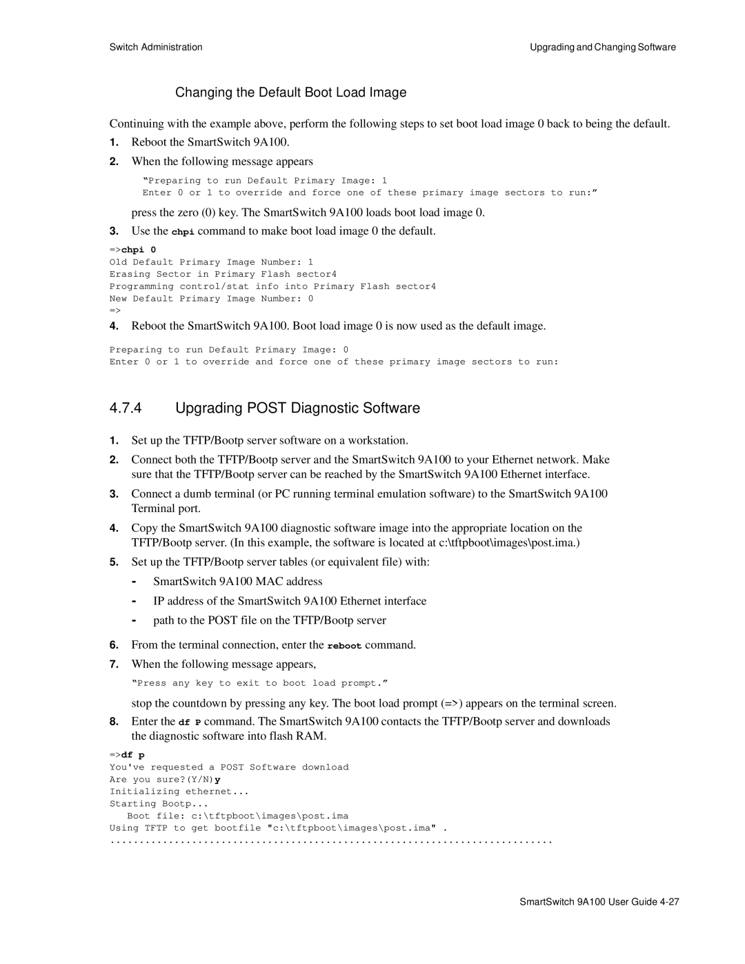 Cabletron Systems 9A100 manual Upgrading Post Diagnostic Software, =chpi, =df p 