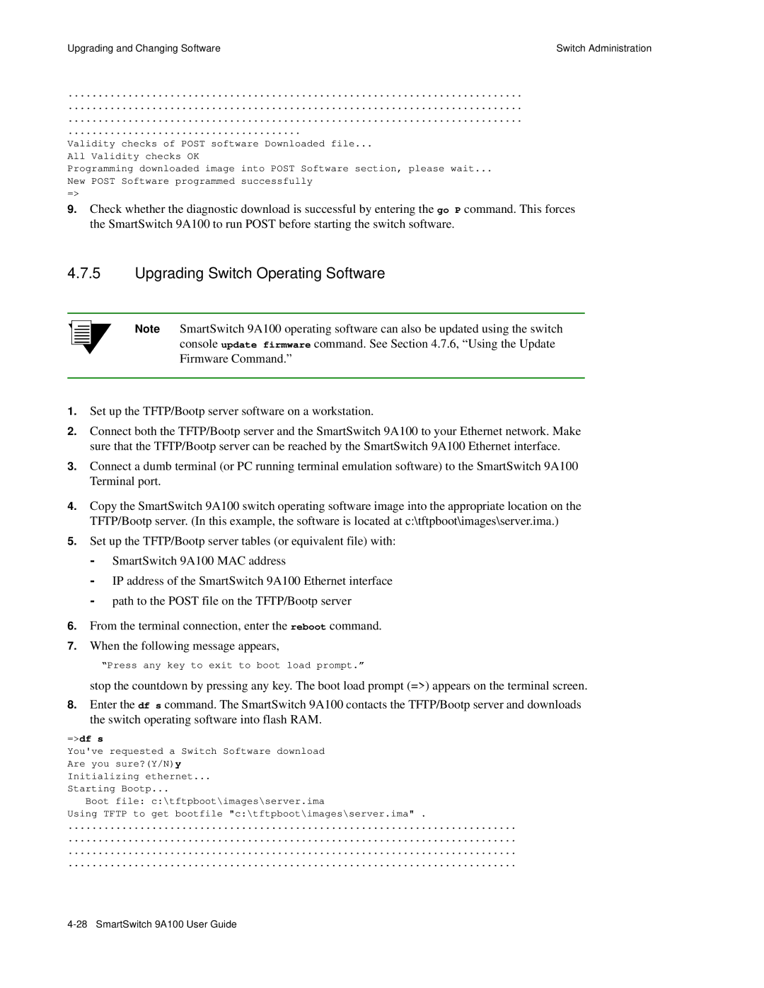 Cabletron Systems 9A100 manual Upgrading Switch Operating Software, =df s 