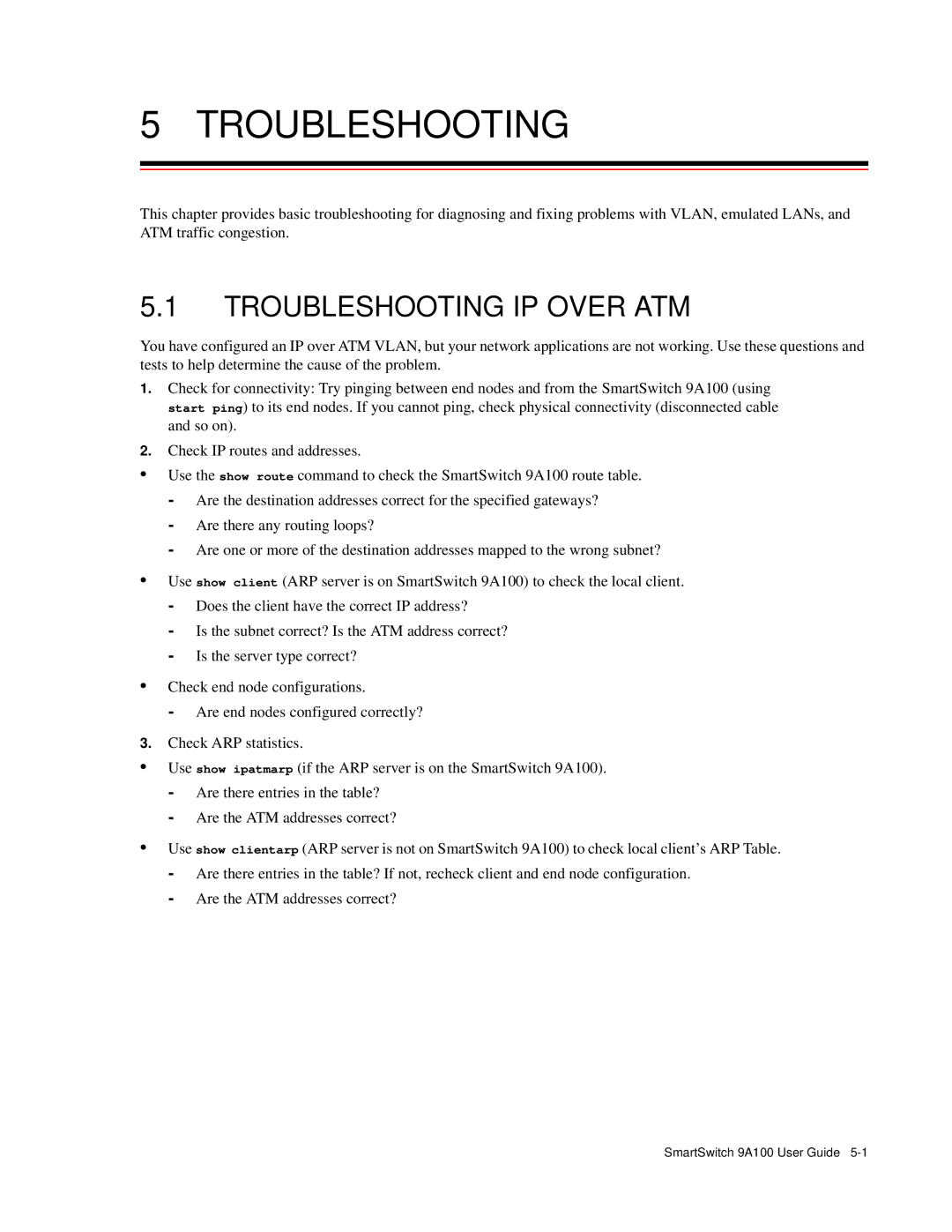 Cabletron Systems 9A100 manual Troubleshooting IP Over ATM 