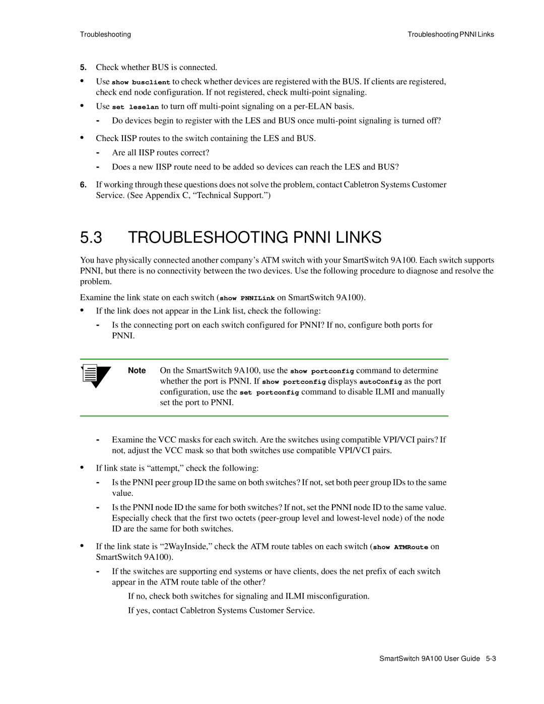 Cabletron Systems 9A100 manual Troubleshooting Pnni Links 