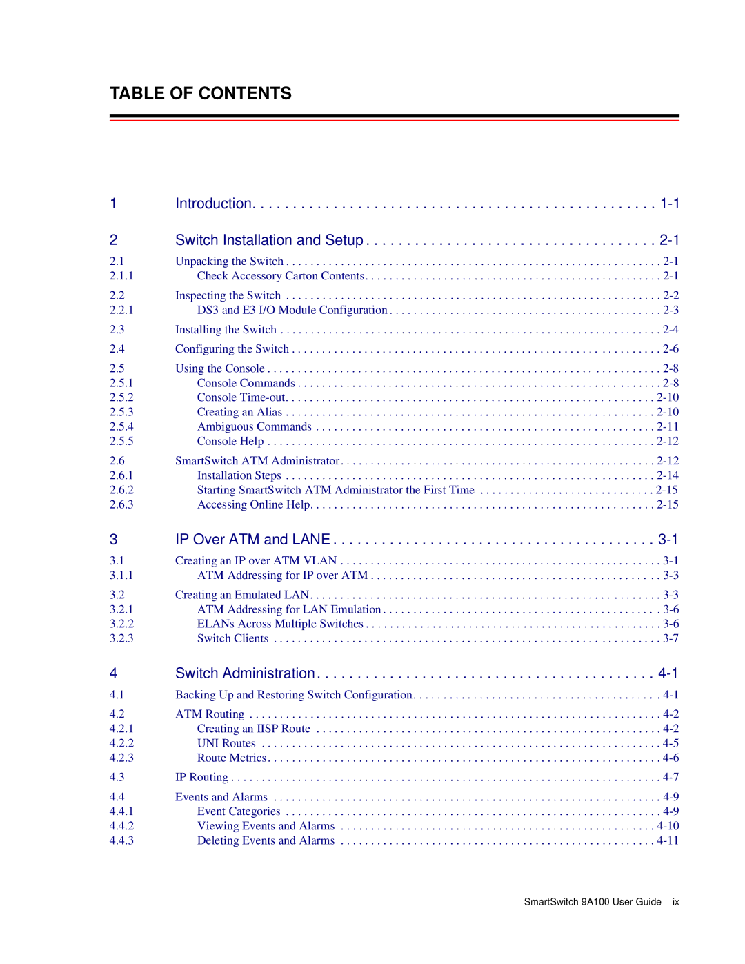 Cabletron Systems 9A100 manual Table of Contents 