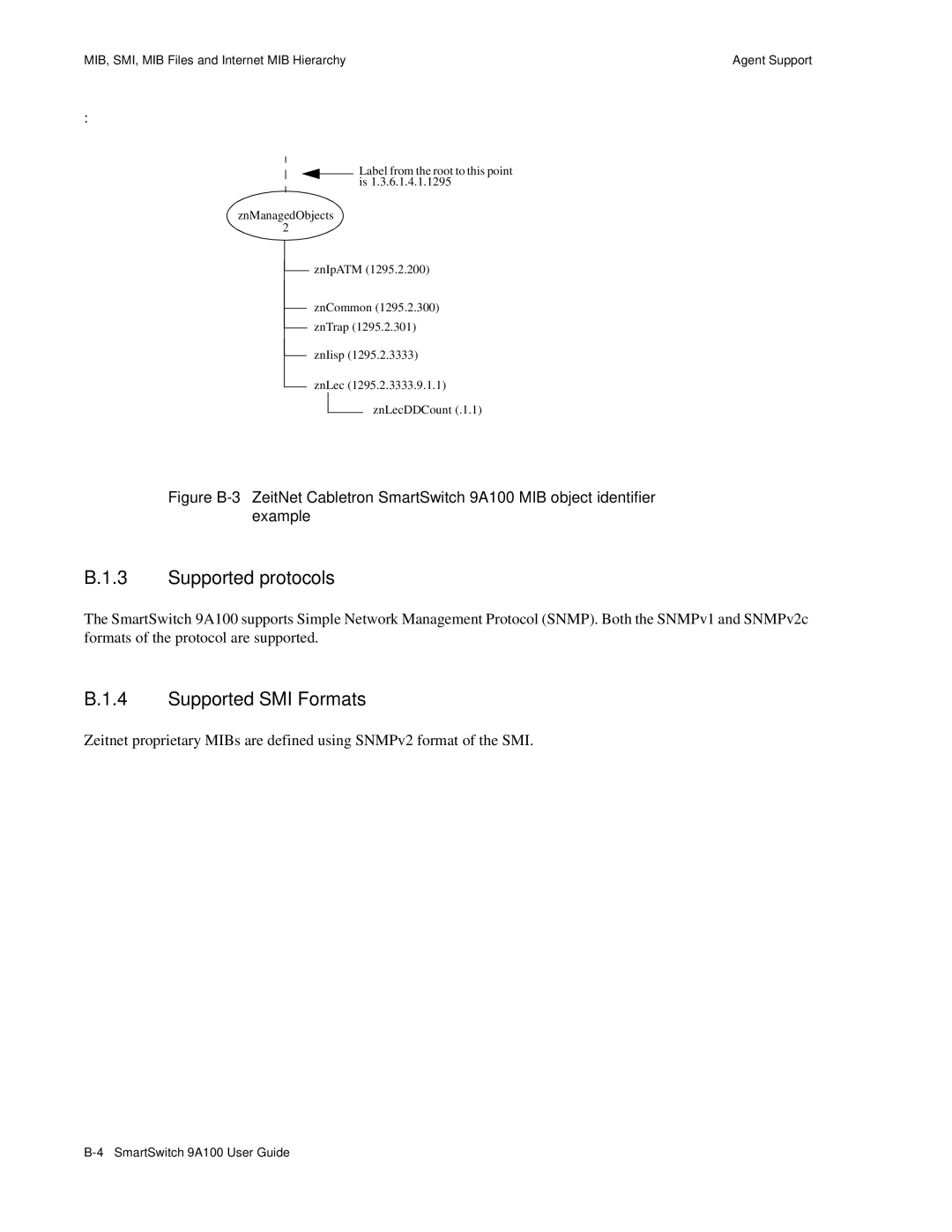 Cabletron Systems 9A100 manual Supported protocols, Supported SMI Formats 