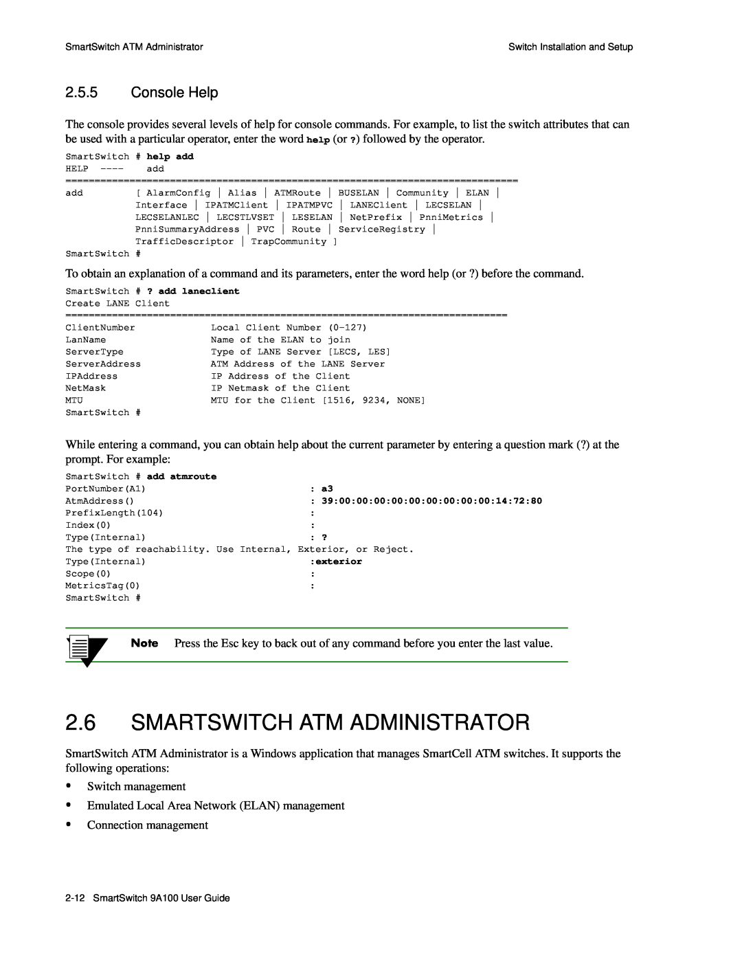 Cabletron Systems 9A100 manual Smartswitch Atm Administrator, Console Help 