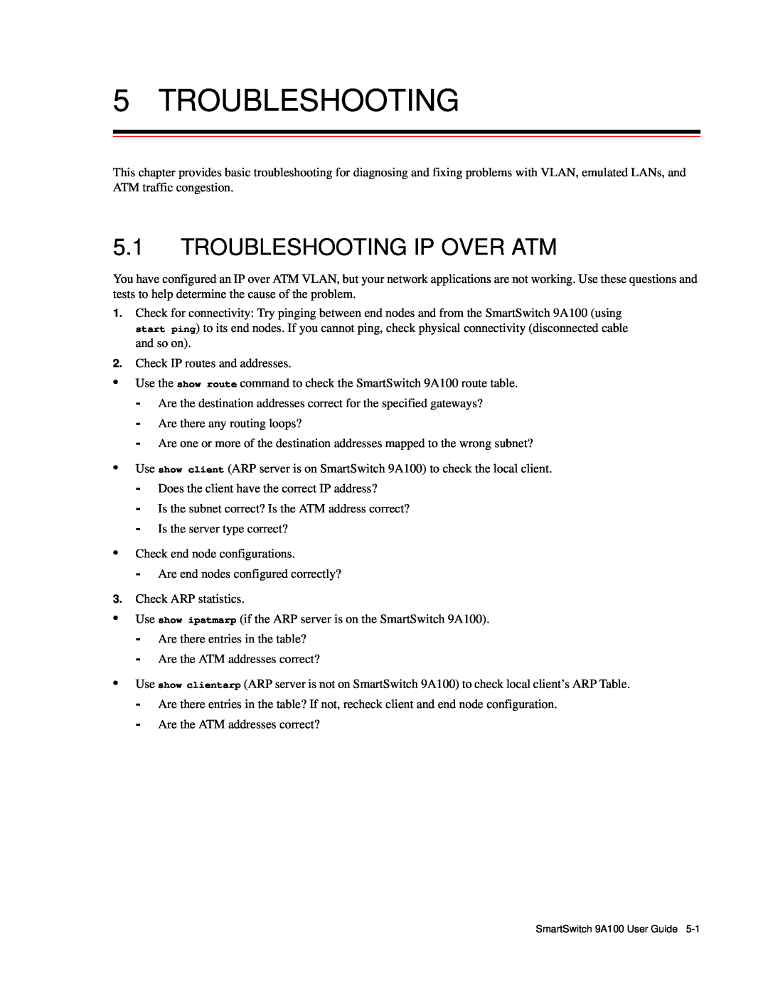 Cabletron Systems 9A100 manual Troubleshooting Ip Over Atm 