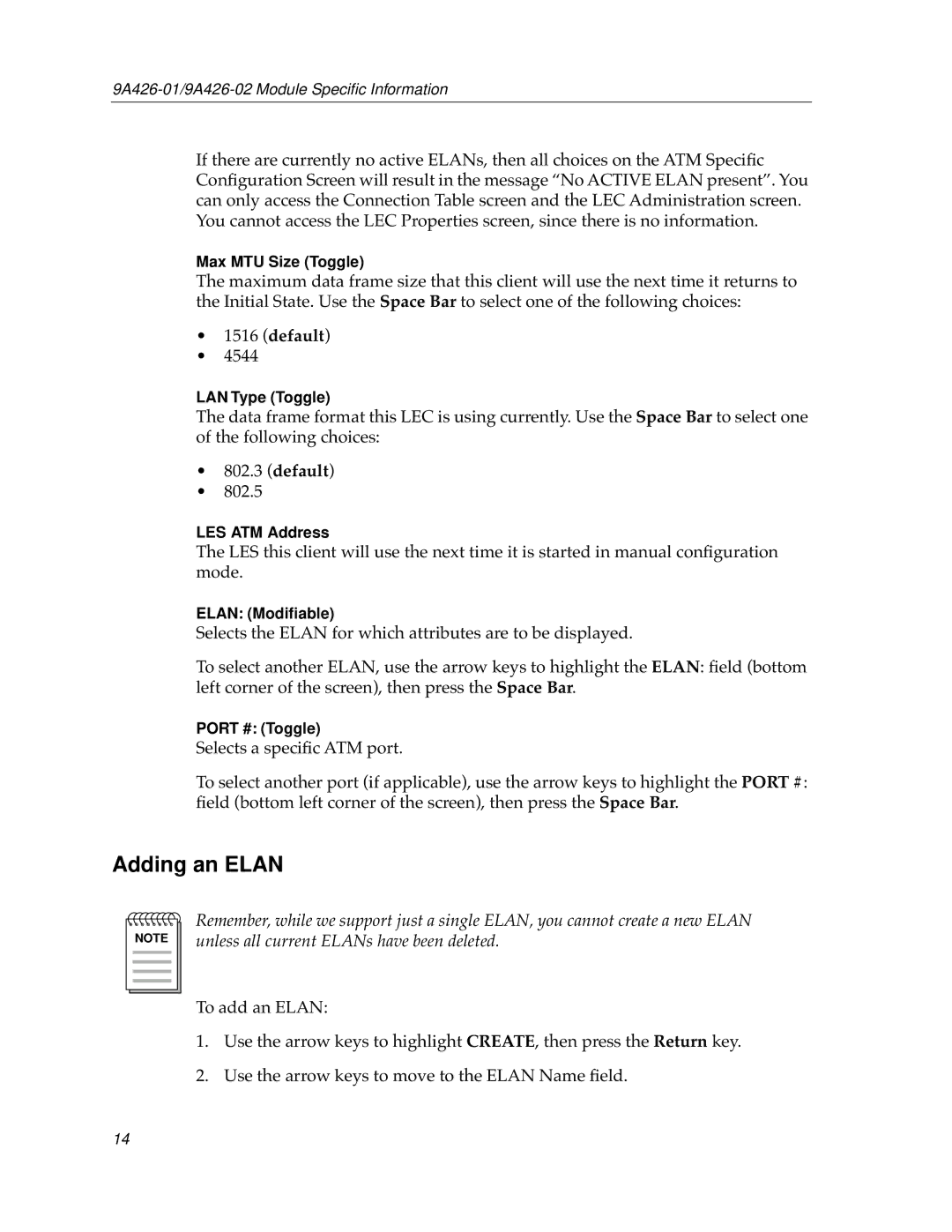 Cabletron Systems 9A426-01 appendix Adding an Elan 