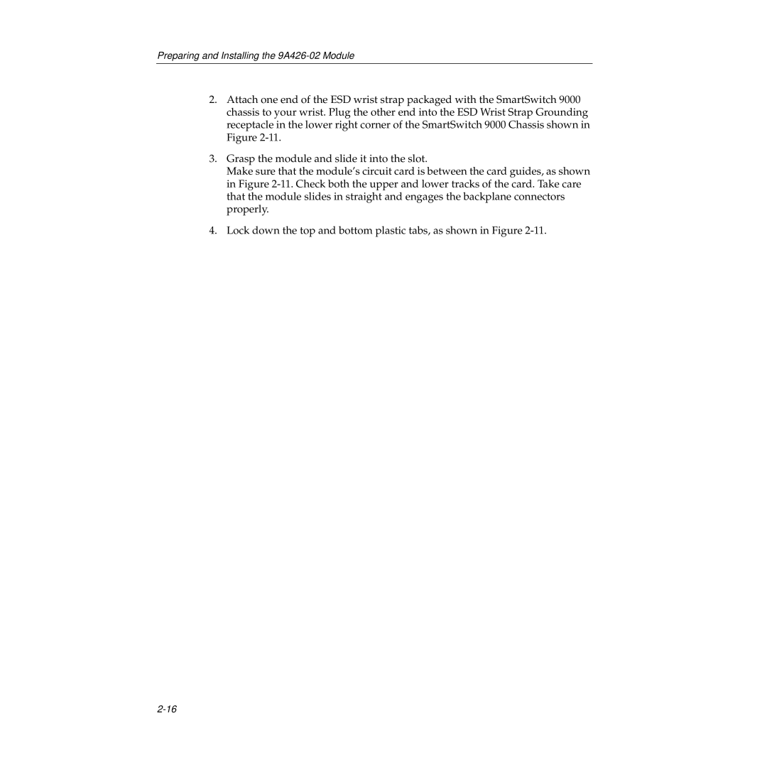 Cabletron Systems manual Preparing and Installing the 9A426-02 Module 