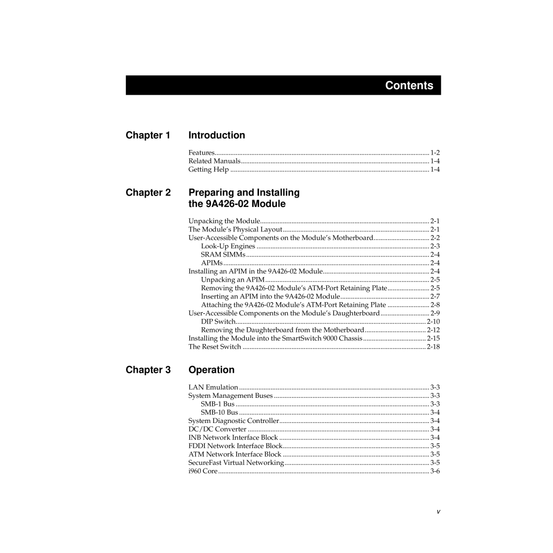 Cabletron Systems 9A426-02 manual Contents 