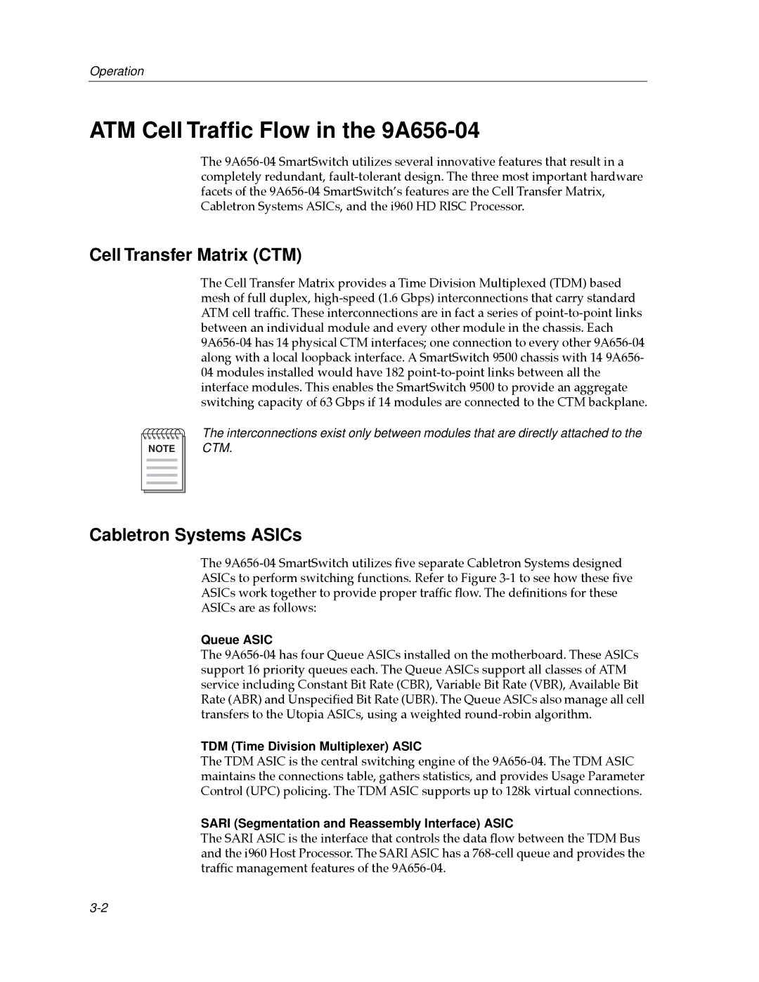 Cabletron Systems 9A656-04 ATM Module manual ATM Cell Trafﬁc Flow in the 9A656-04, Cell Transfer Matrix CTM 