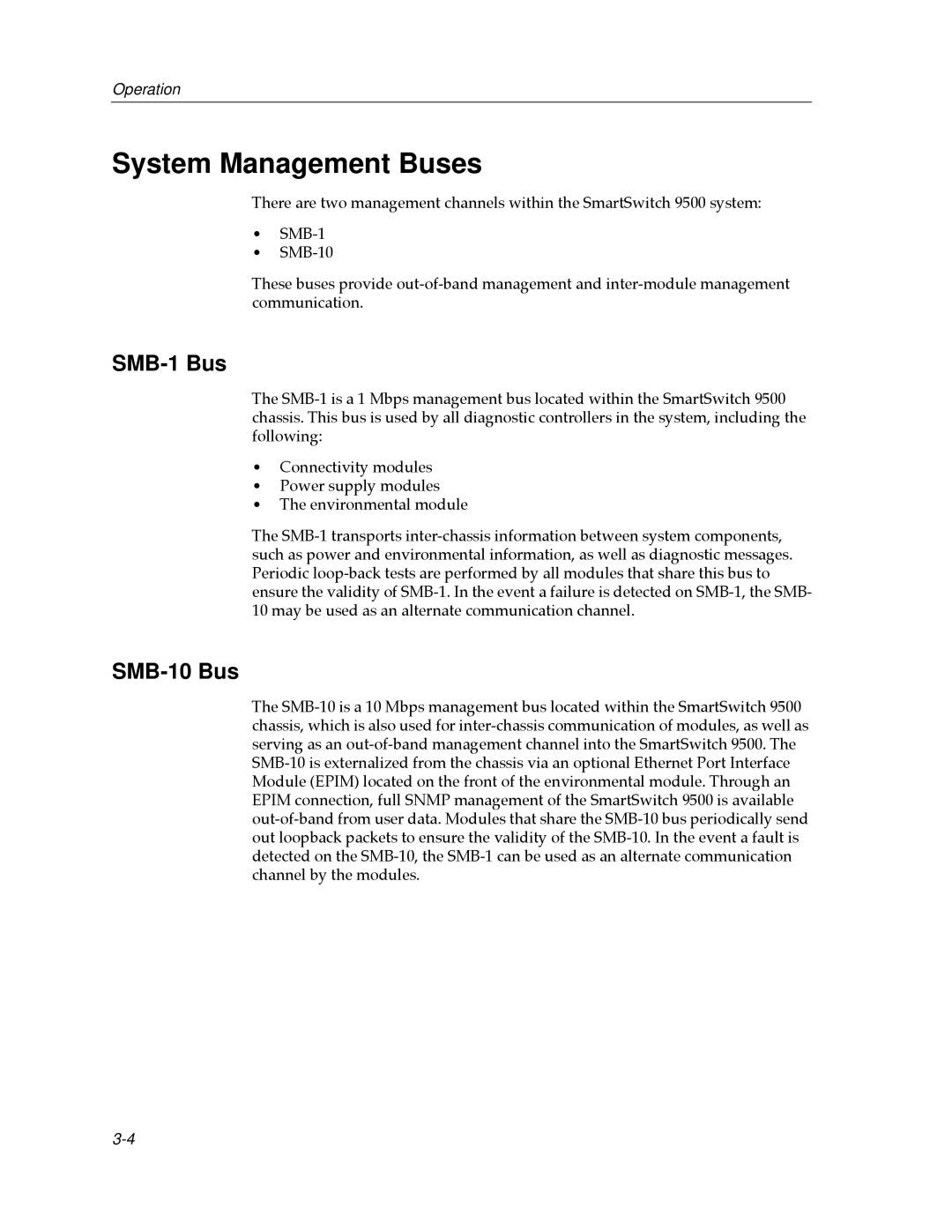 Cabletron Systems 9A656-04 ATM Module manual System Management Buses, SMB-1 Bus, SMB-10 Bus 