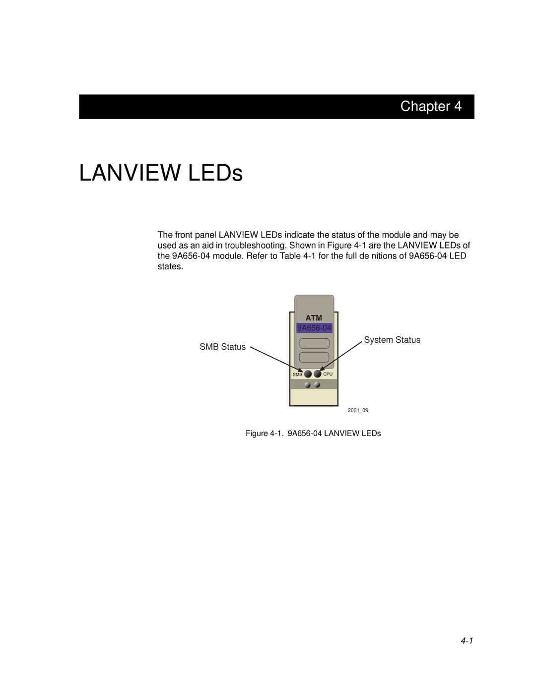 Cabletron Systems 9A656-04 ATM Module manual Lanview LEDs 