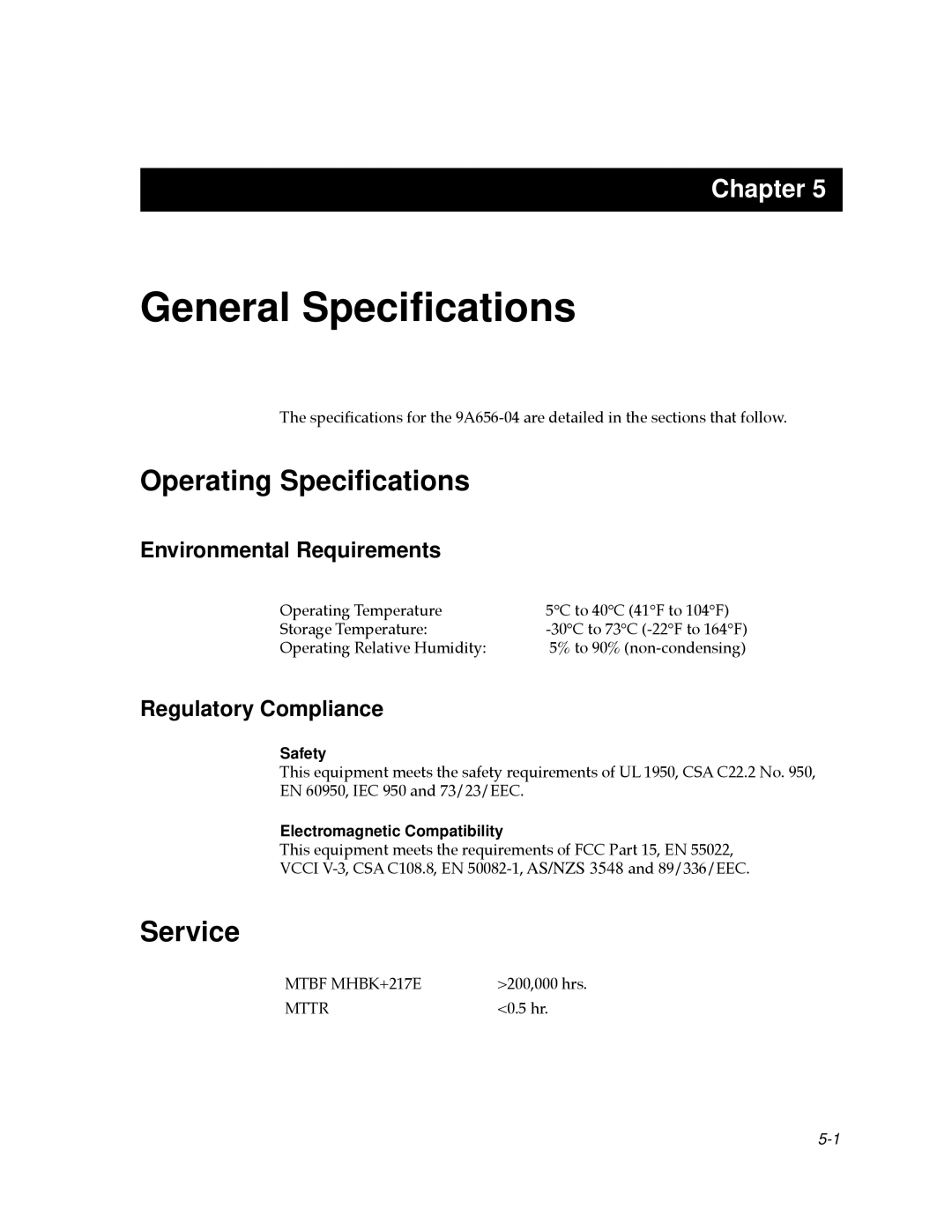 Cabletron Systems 9A656-04 ATM Module Operating Speciﬁcations, Service, Environmental Requirements, Regulatory Compliance 