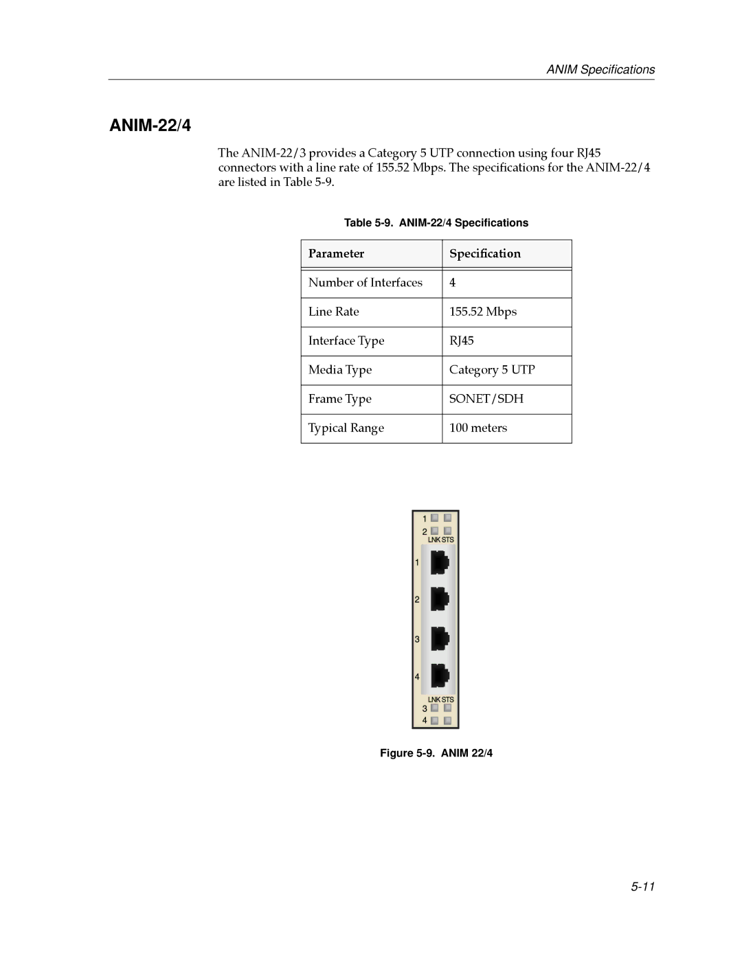 Cabletron Systems 9A656-04 ATM Module manual ANIM-22/4, Anim 22/4 