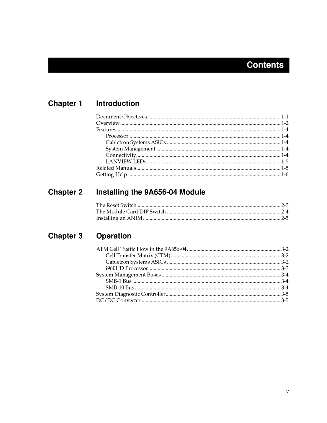 Cabletron Systems 9A656-04 ATM Module manual Contents 