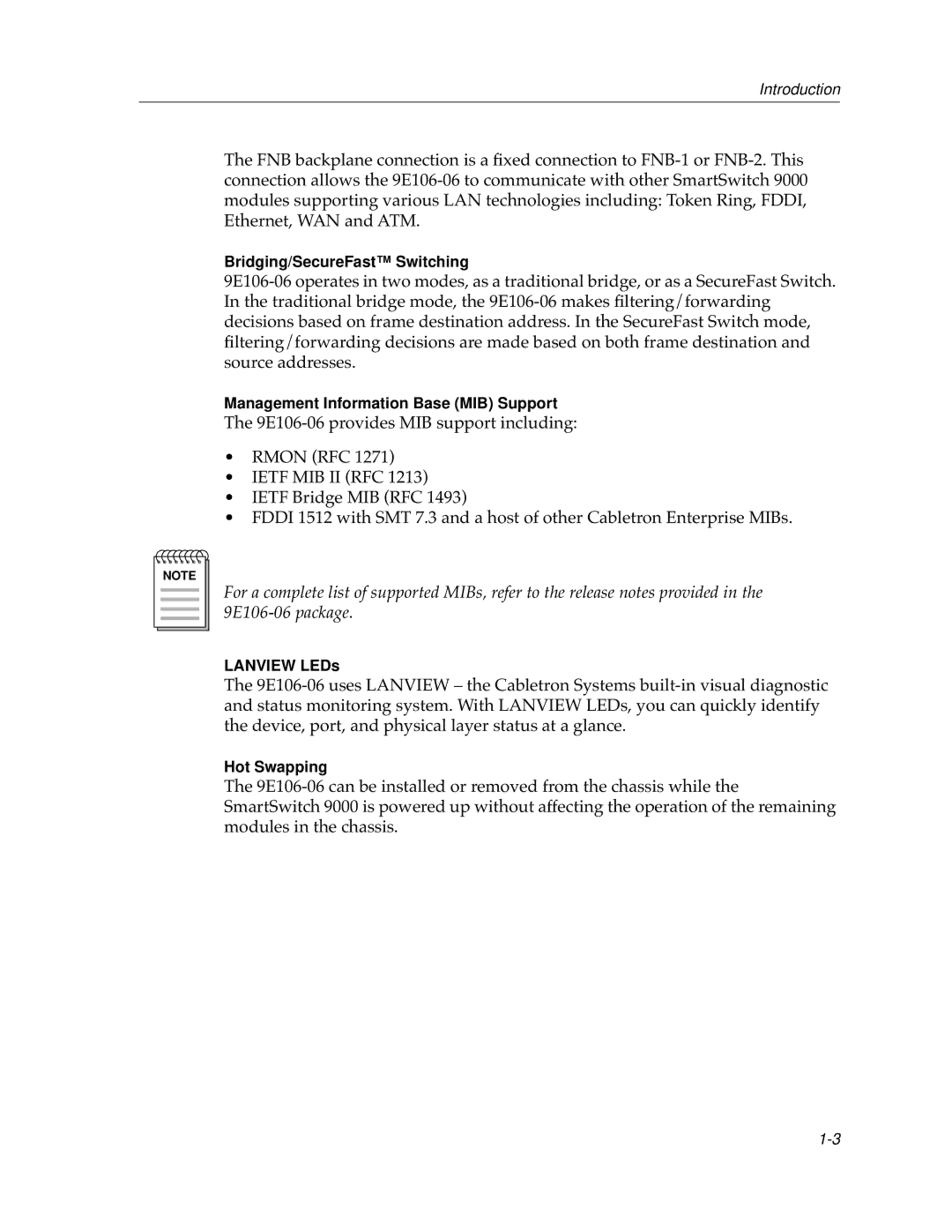 Cabletron Systems 9E106-06 manual Bridging/SecureFast Switching 