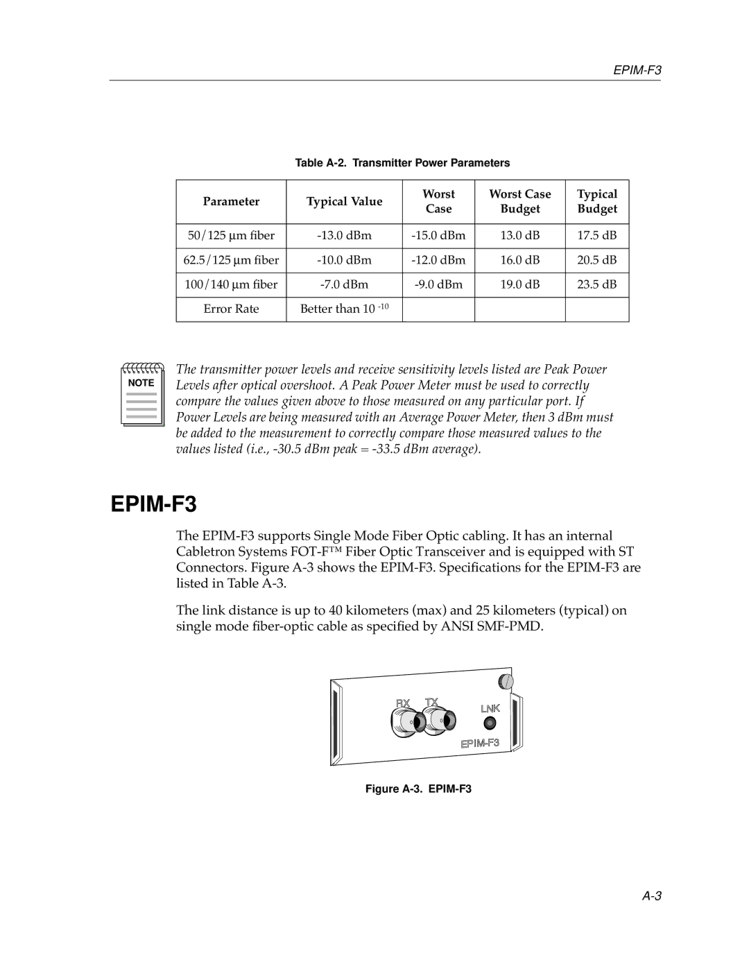 Cabletron Systems 9E106-06 manual EPIM-F3 