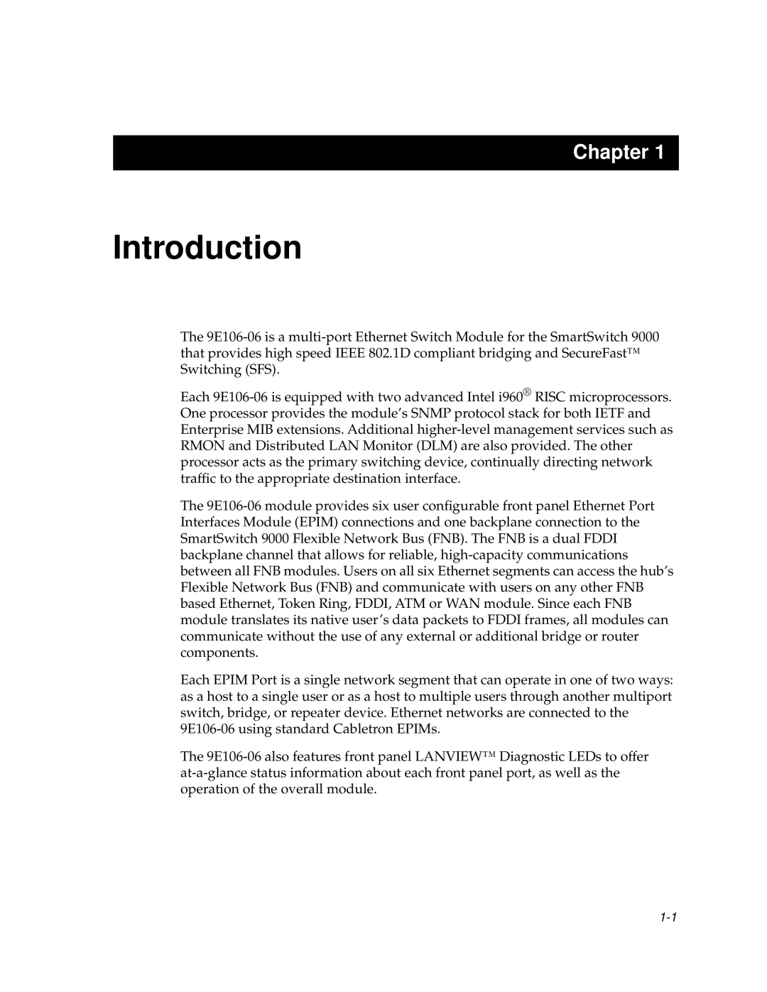 Cabletron Systems 9E106-06 manual Introduction 