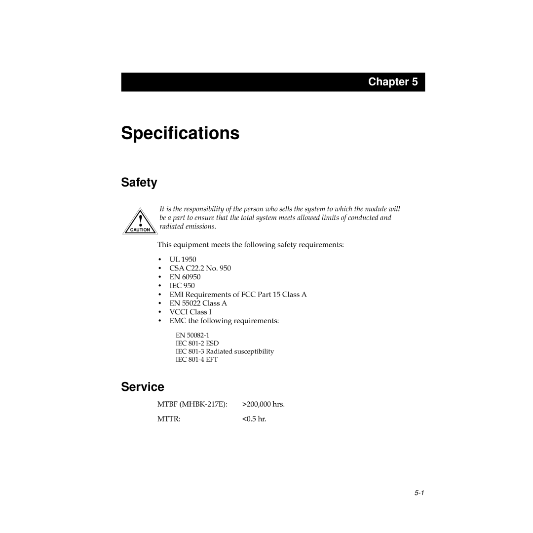 Cabletron Systems 9E138-36b, 9E138-12, 9E133-36, 9E132-15 manual Speciﬁcations, Safety, Service 