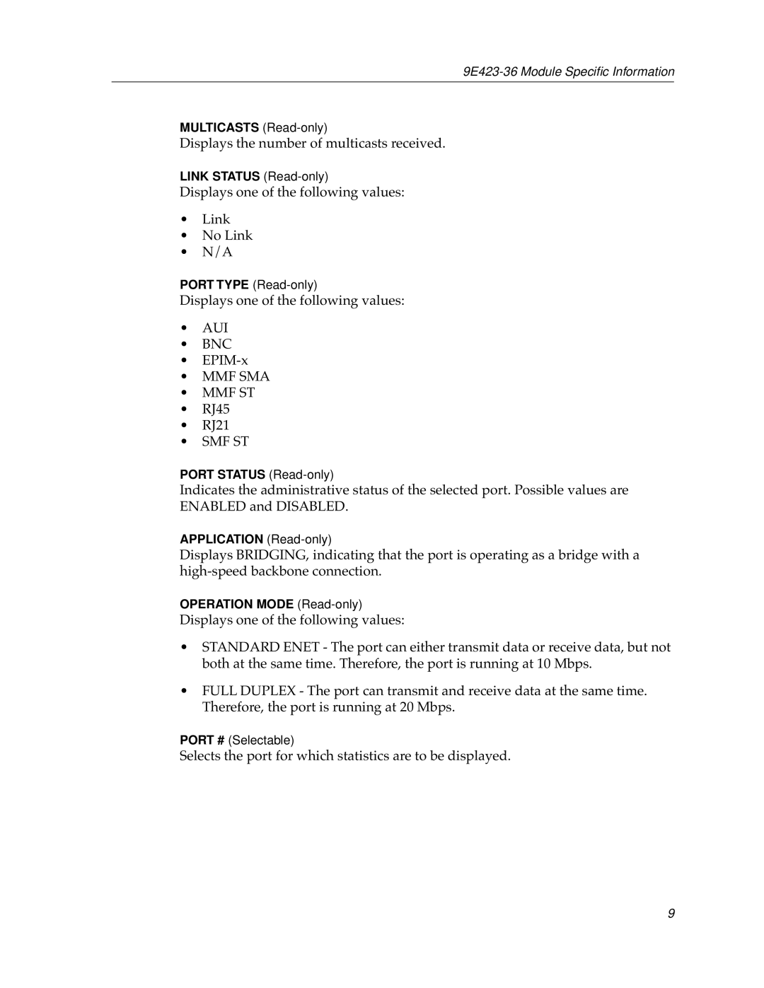 Cabletron Systems 9E423-36 appendix Aui Bnc 