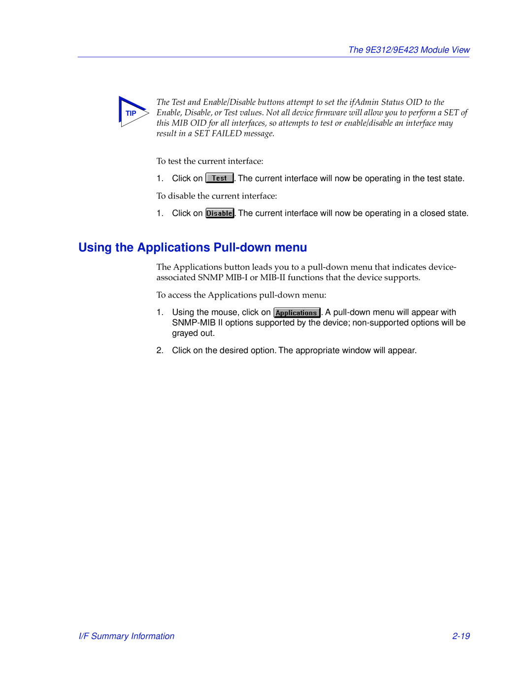 Cabletron Systems 9E423, 9E312 manual Using the Applications Pull-down menu 