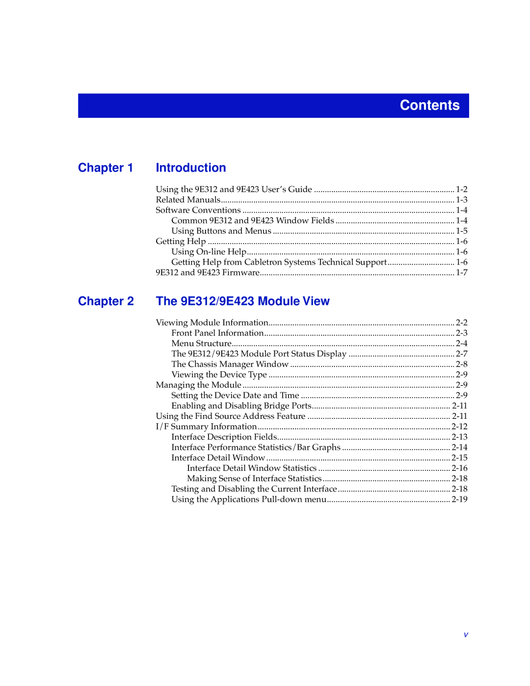 Cabletron Systems 9E423, 9E312 manual Contents 