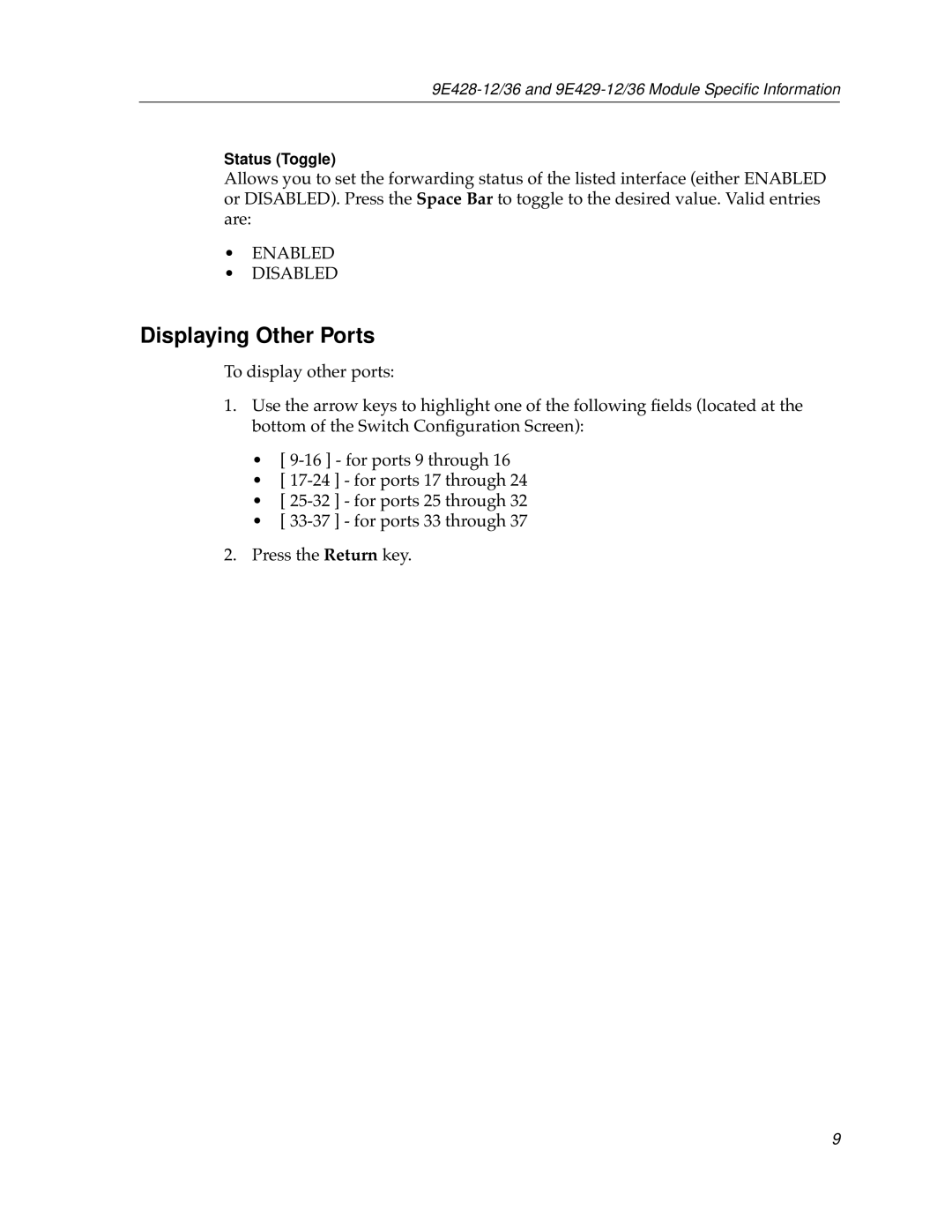 Cabletron Systems 9E429-12, 9E429-36, 9E428-36, 9E428-12 appendix Displaying Other Ports 