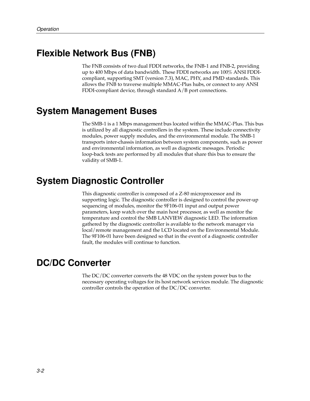 Cabletron Systems 9F106-01 manual Flexible Network Bus FNB, System Management Buses, System Diagnostic Controller 