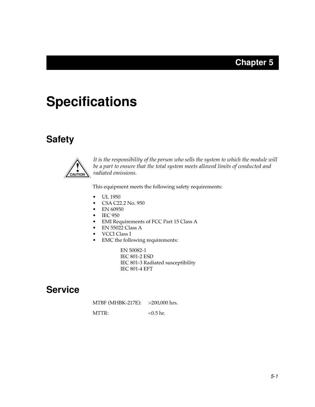 Cabletron Systems 9F106-01 manual Speciﬁcations, Safety, Service 