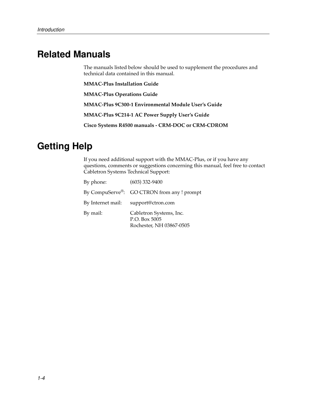 Cabletron Systems 9F106-01 manual Related Manuals, Getting Help 