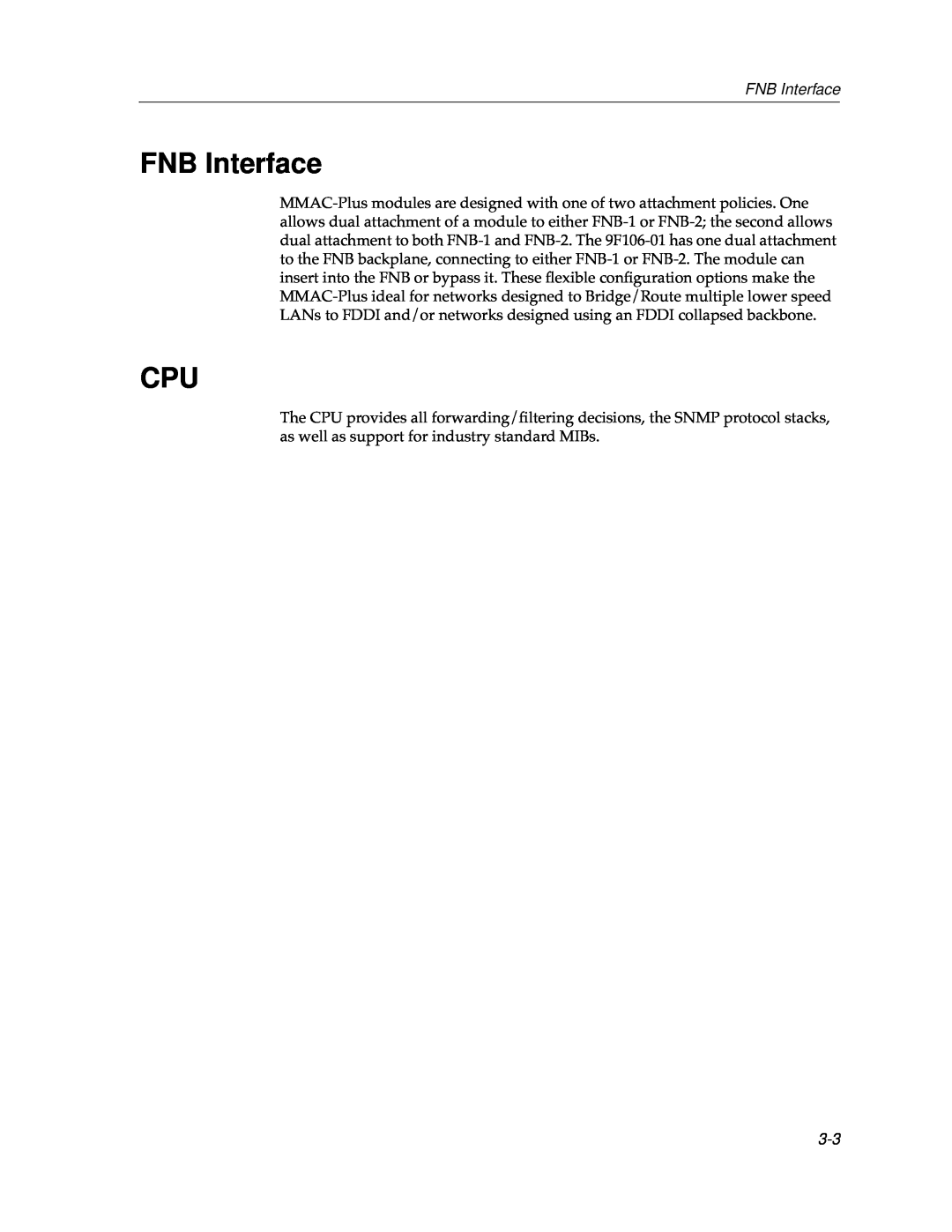 Cabletron Systems 9F106-01 manual FNB Interface 