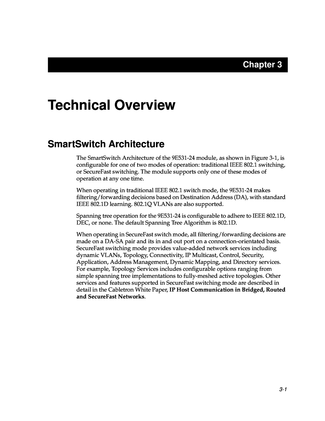 Cabletron Systems 9F120-08, 9F122-12, 9F125-0 manual Technical Overview, SmartSwitch Architecture, Chapter 