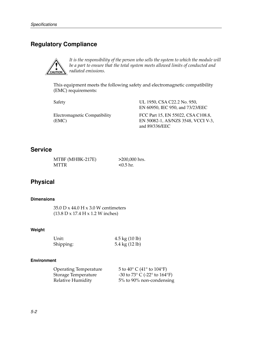 Cabletron Systems 9F120-08, 9F122-12, 9F125-0 manual Regulatory Compliance, Service, Physical 