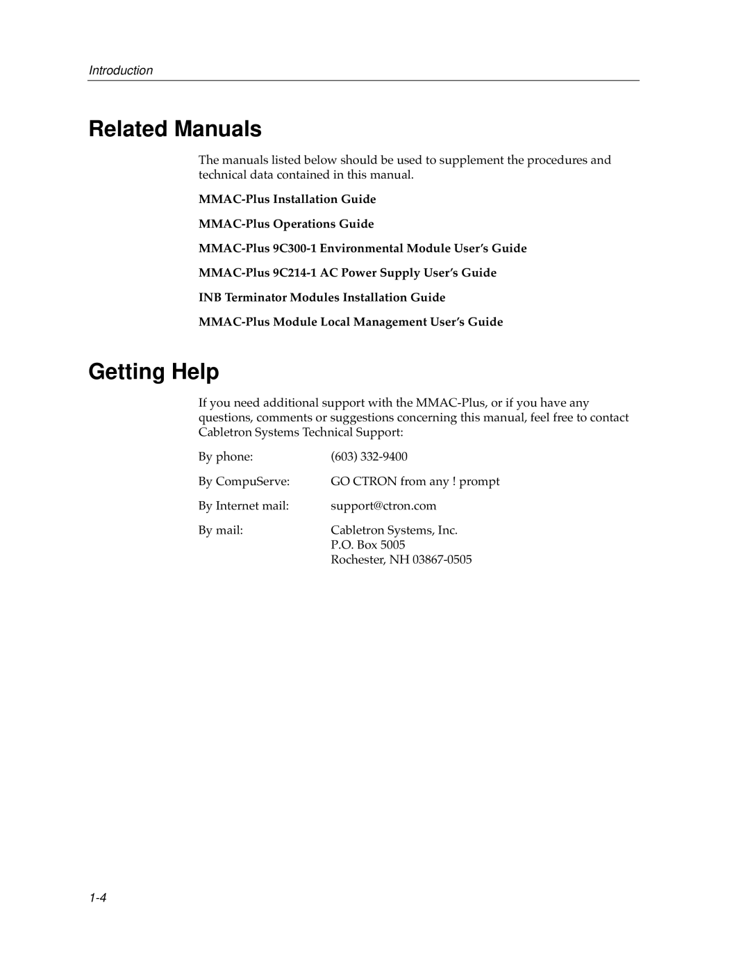 Cabletron Systems 9F310-02, 9F315-02 manual Related Manuals, Getting Help 