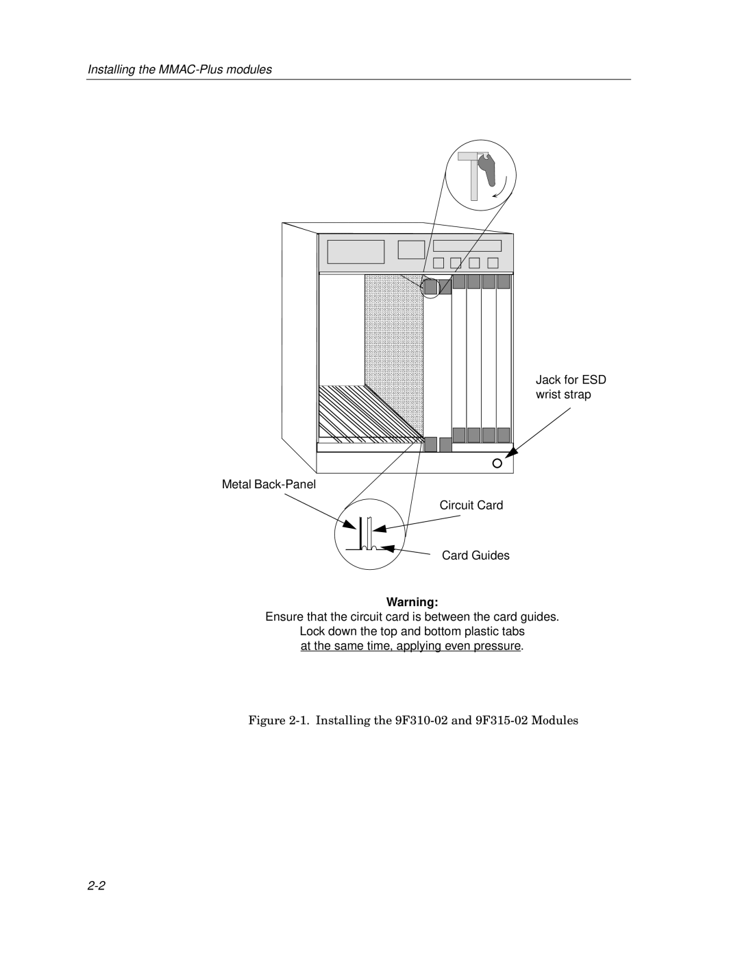 Cabletron Systems 9F310-02, 9F315-02 manual Installing the MMAC-Plus modules 