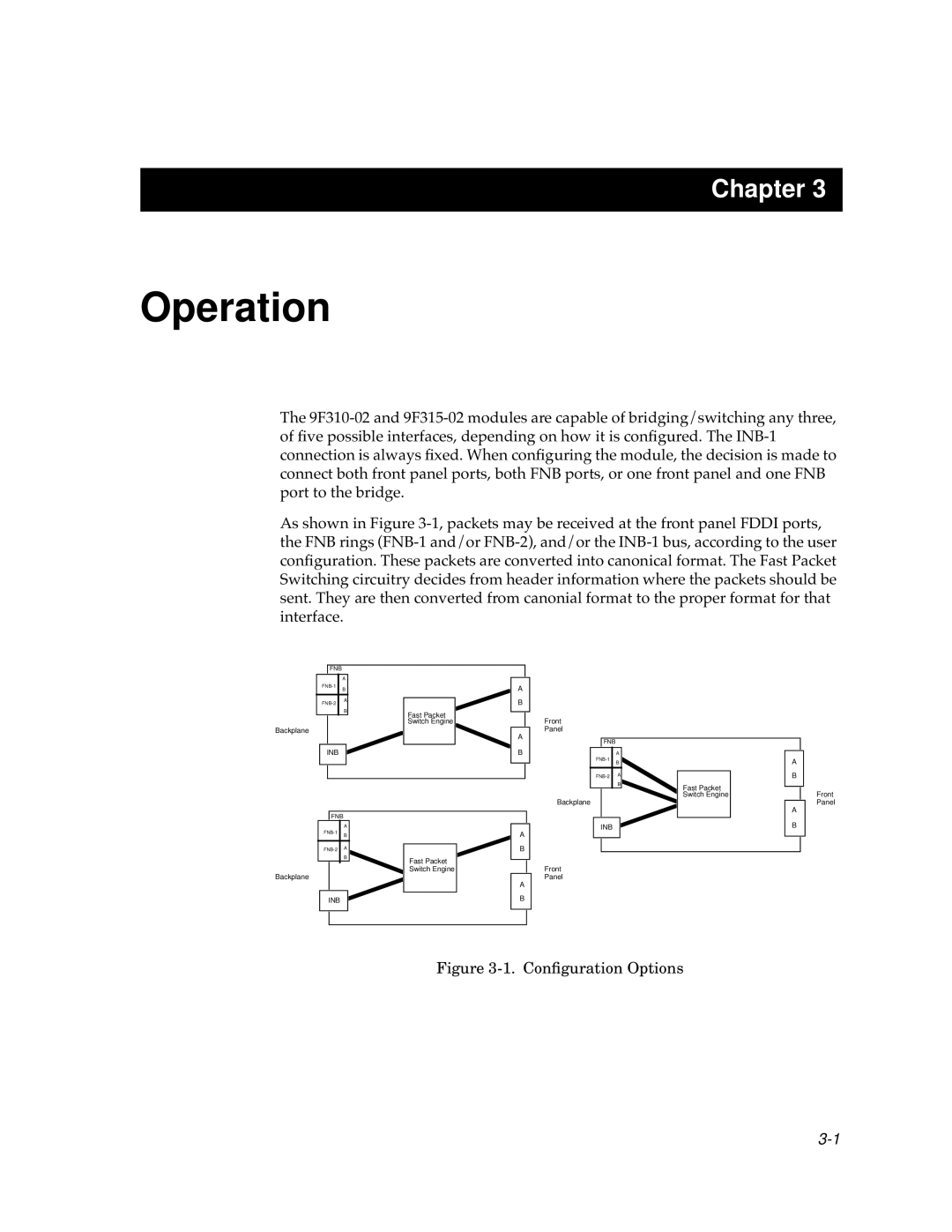 Cabletron Systems 9F315-02, 9F310-02 manual Operation, Conﬁguration Options 