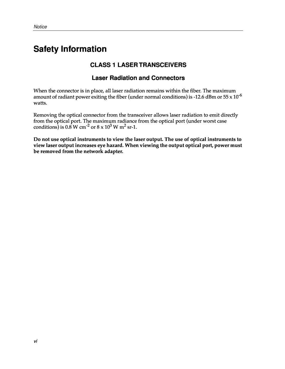 Cabletron Systems 9F310-02, 9F315-02 manual Safety Information, CLASS 1 LASER TRANSCEIVERS Laser Radiation and Connectors 