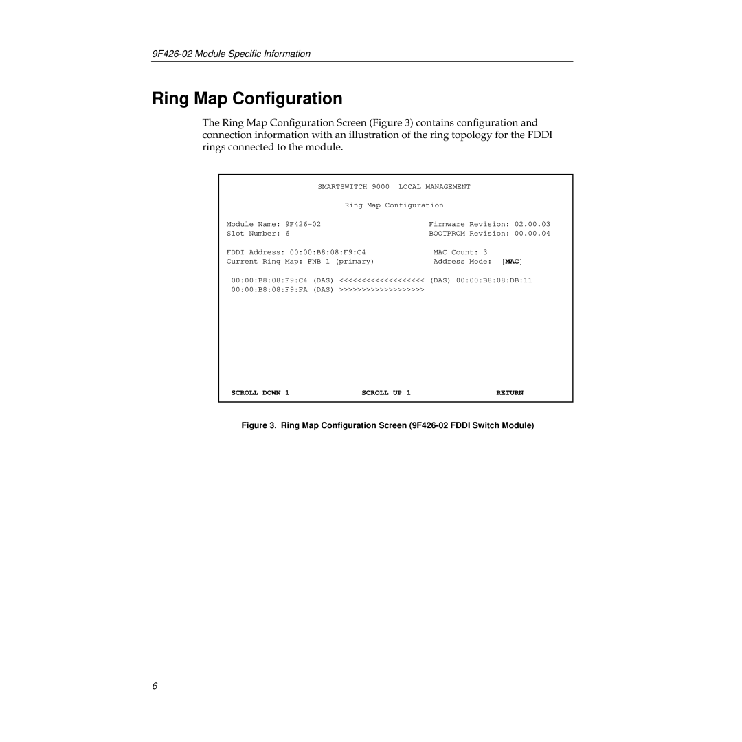 Cabletron Systems appendix Ring Map Conﬁguration Screen 9F426-02 Fddi Switch Module 