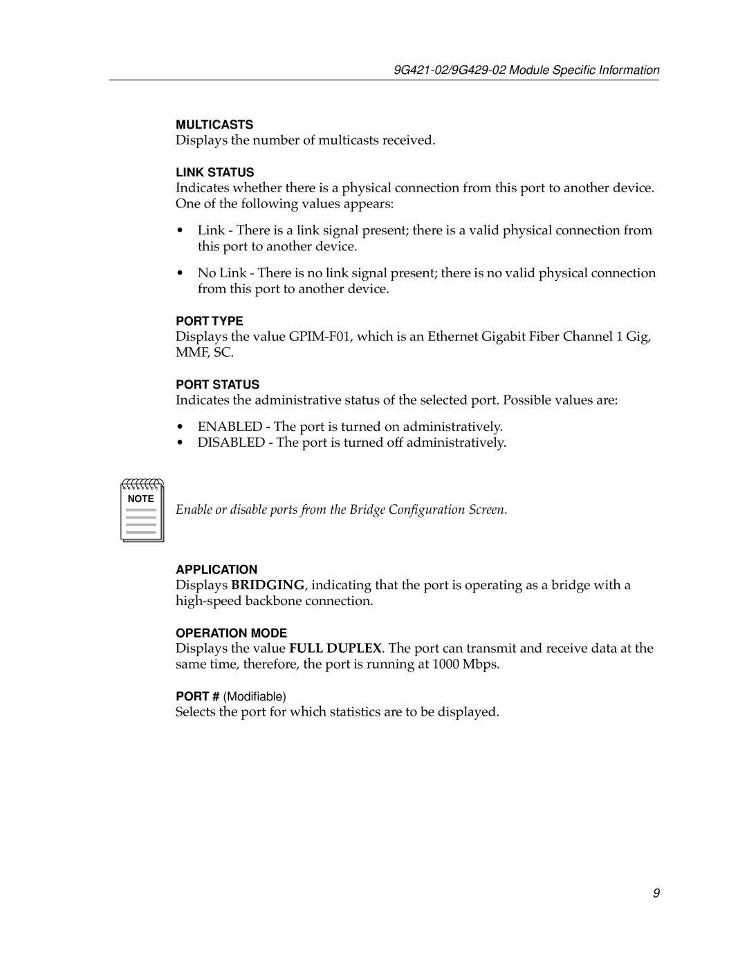 Cabletron Systems 9G421-02, 9G429-02 appendix Enable or disable ports from the Bridge Conﬁguration Screen 