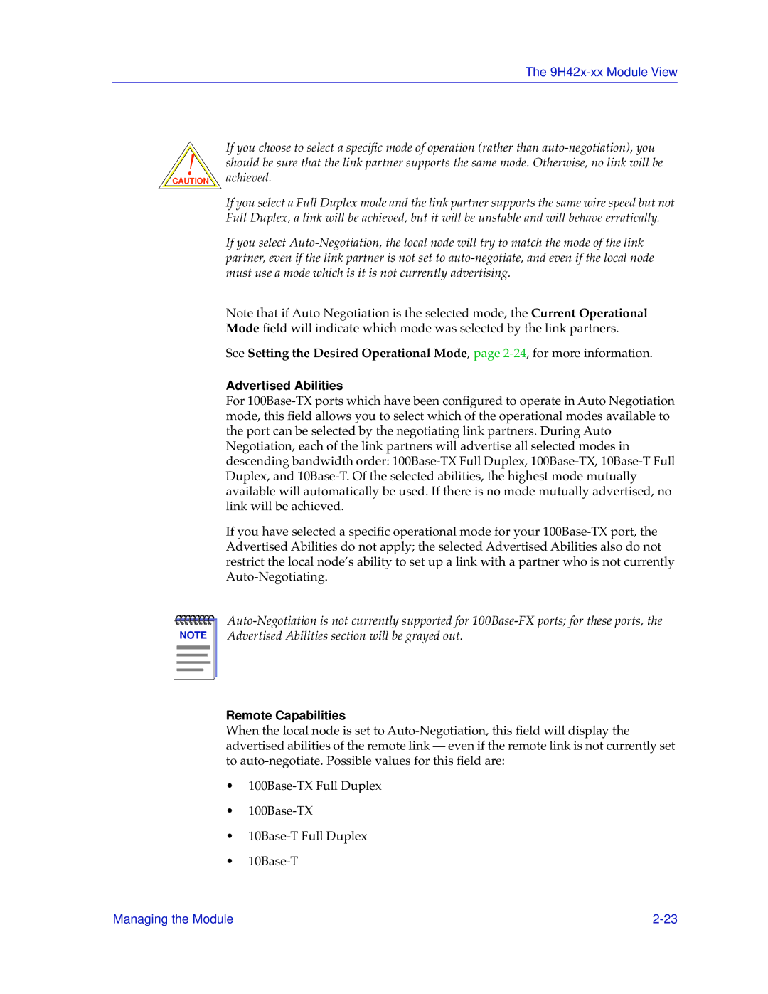 Cabletron Systems 9H42X-XX manual Advertised Abilities, Remote Capabilities 