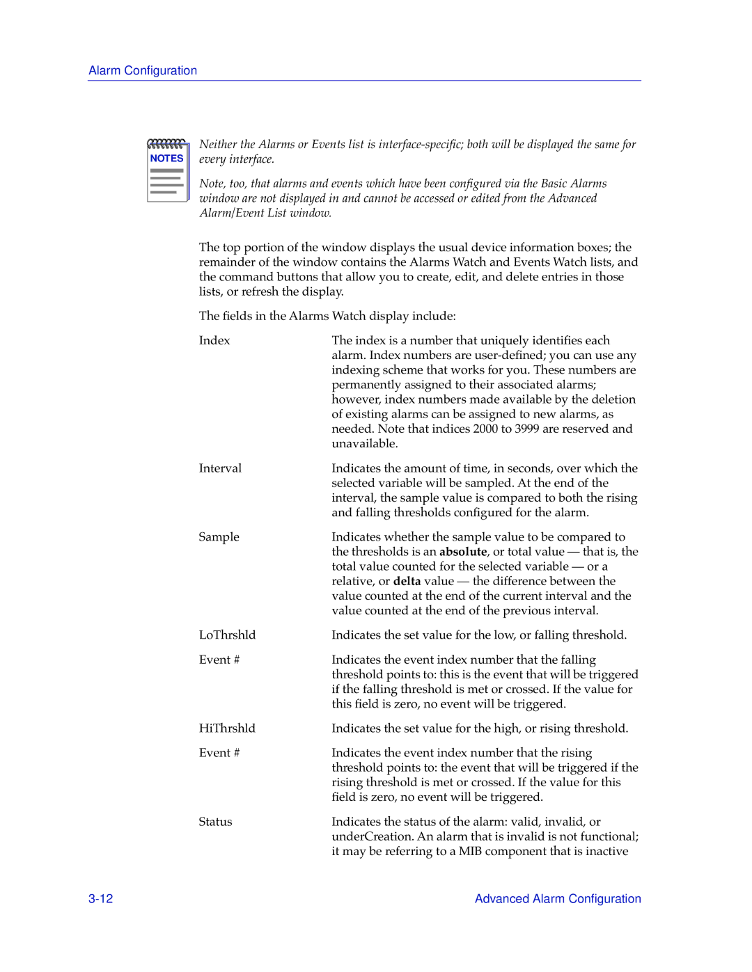 Cabletron Systems 9H42X-XX manual Alarm Conﬁguration 