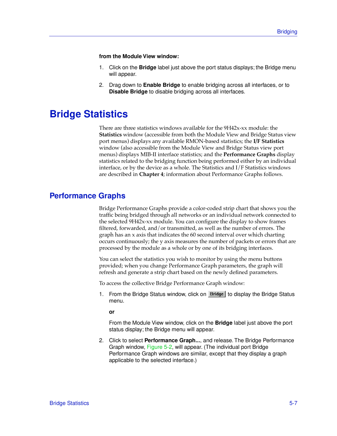 Cabletron Systems 9H42X-XX manual Bridge Statistics, Performance Graphs 