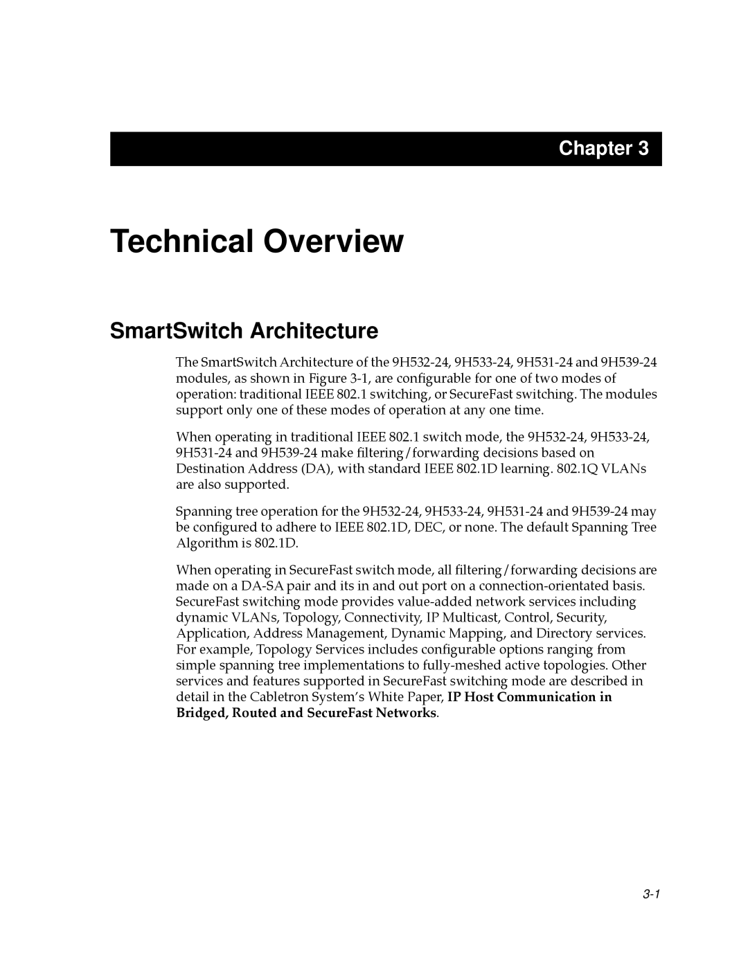 Cabletron Systems 9H533-24, 9H532-24, 9H531-24 manual Technical Overview, SmartSwitch Architecture 