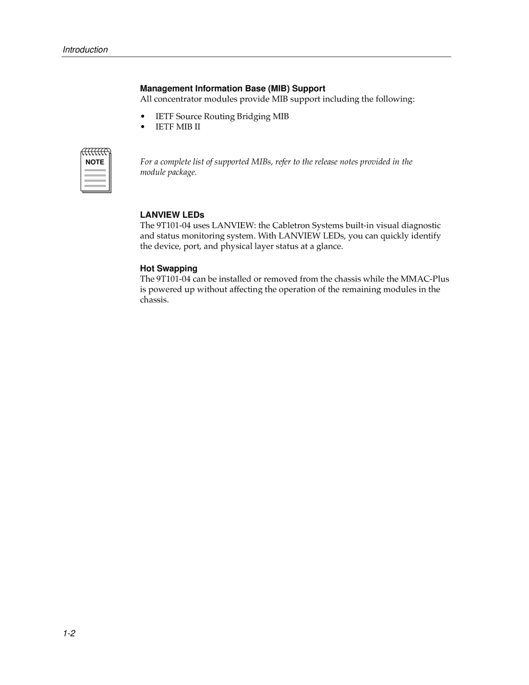 Cabletron Systems 9T101-04 manual Management Information Base MIB Support 